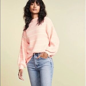 SAYLOR Reformation Pink Striped Sweater Wool Blend XS/S